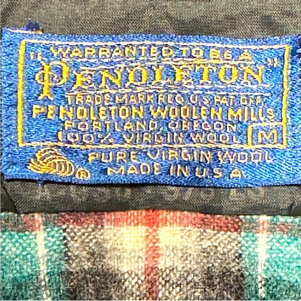 Pendleton Men’s Medium Wool Turquoise Green and Blue Plaid Shirt - Picture 6 of 8